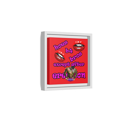 hoes b4 bros - framed canvas art (red)