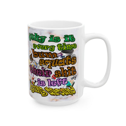 the bum's shit - White Mug (white marble)
