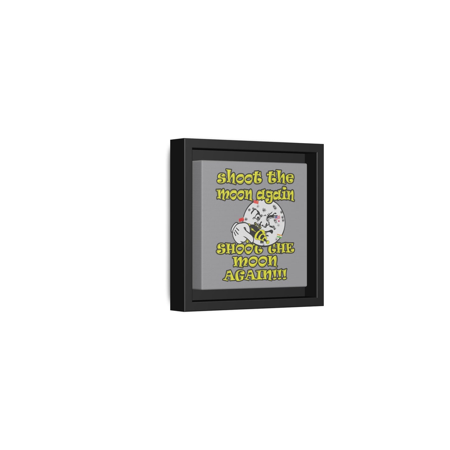 shoot the moon again - framed canvas art (grey)