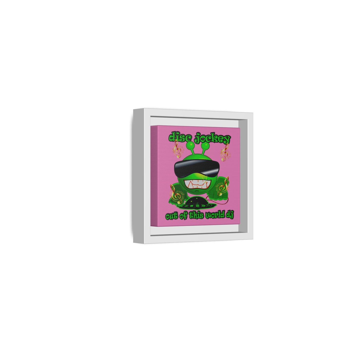 disc jockey - framed canvas art (light pink)
