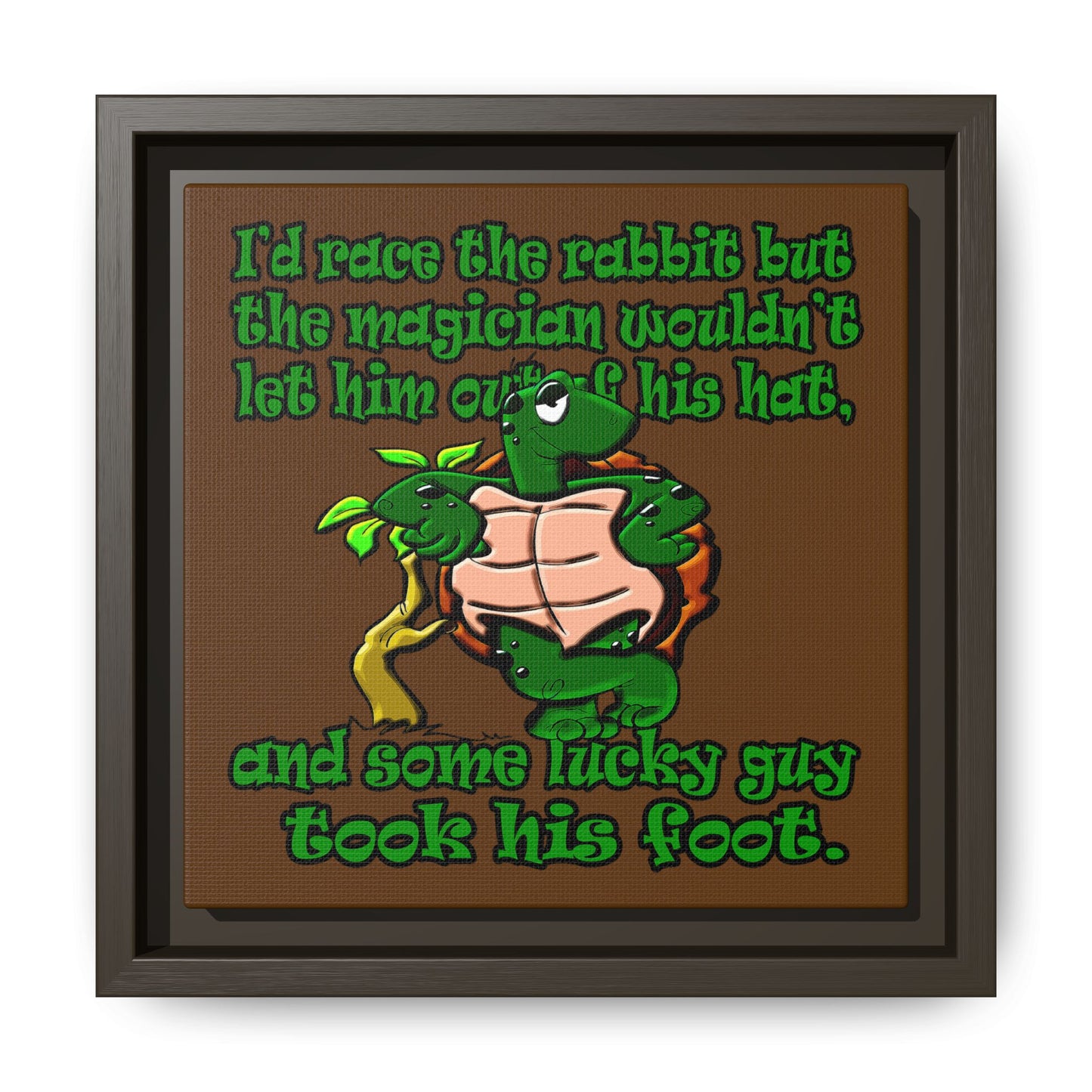 turtle race - framed canvas art (brown)