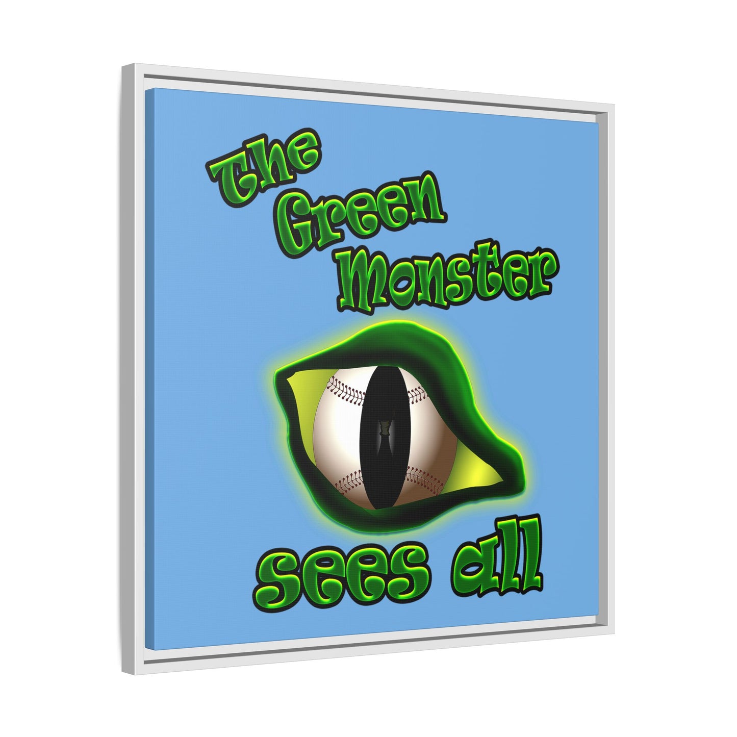 green monster - framed canvas art (light blue)