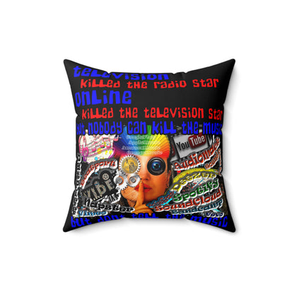 don't tell the music - Spun Polyester Square Pillow - (black)