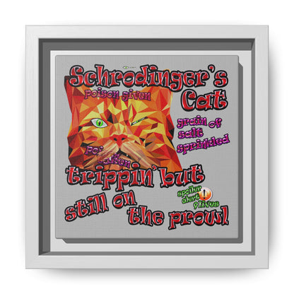 schrodinger's cat - framed canvas art (light grey)