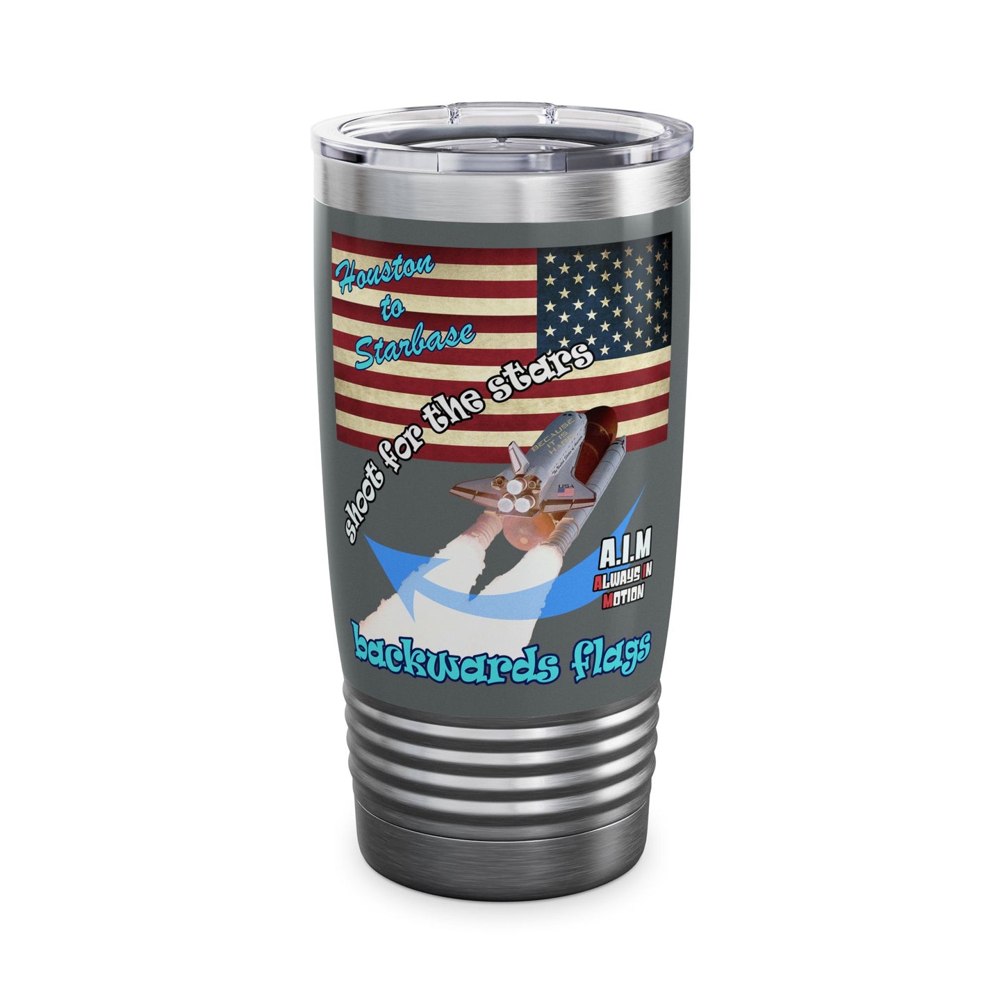 shoot for the stars - Ringneck Tumbler, 20oz (dark grey)