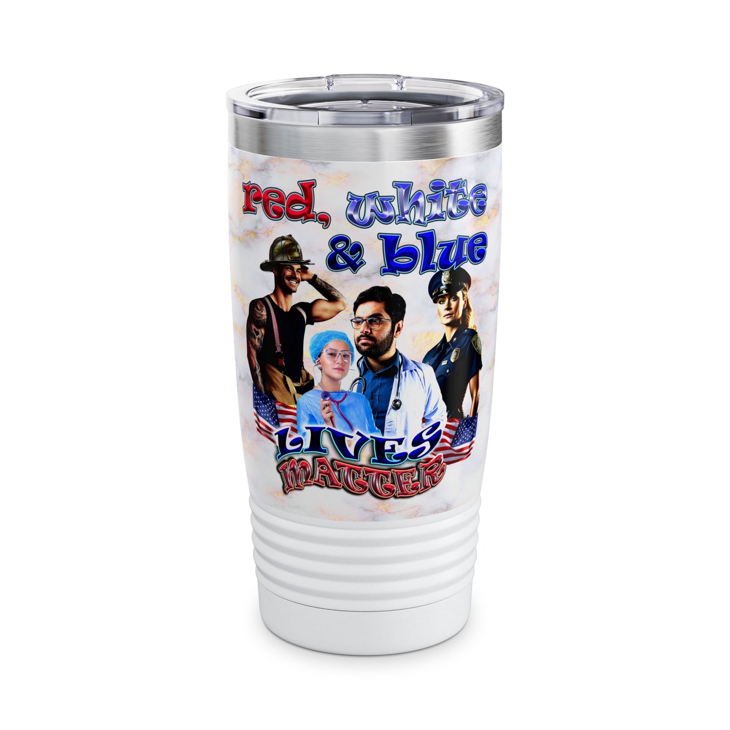 rw&b lives matter - Ringneck Tumbler, 20oz (white marble)