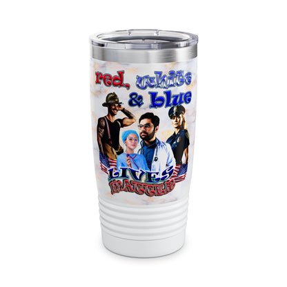 rw&b lives matter - Ringneck Tumbler, 20oz (white marble)