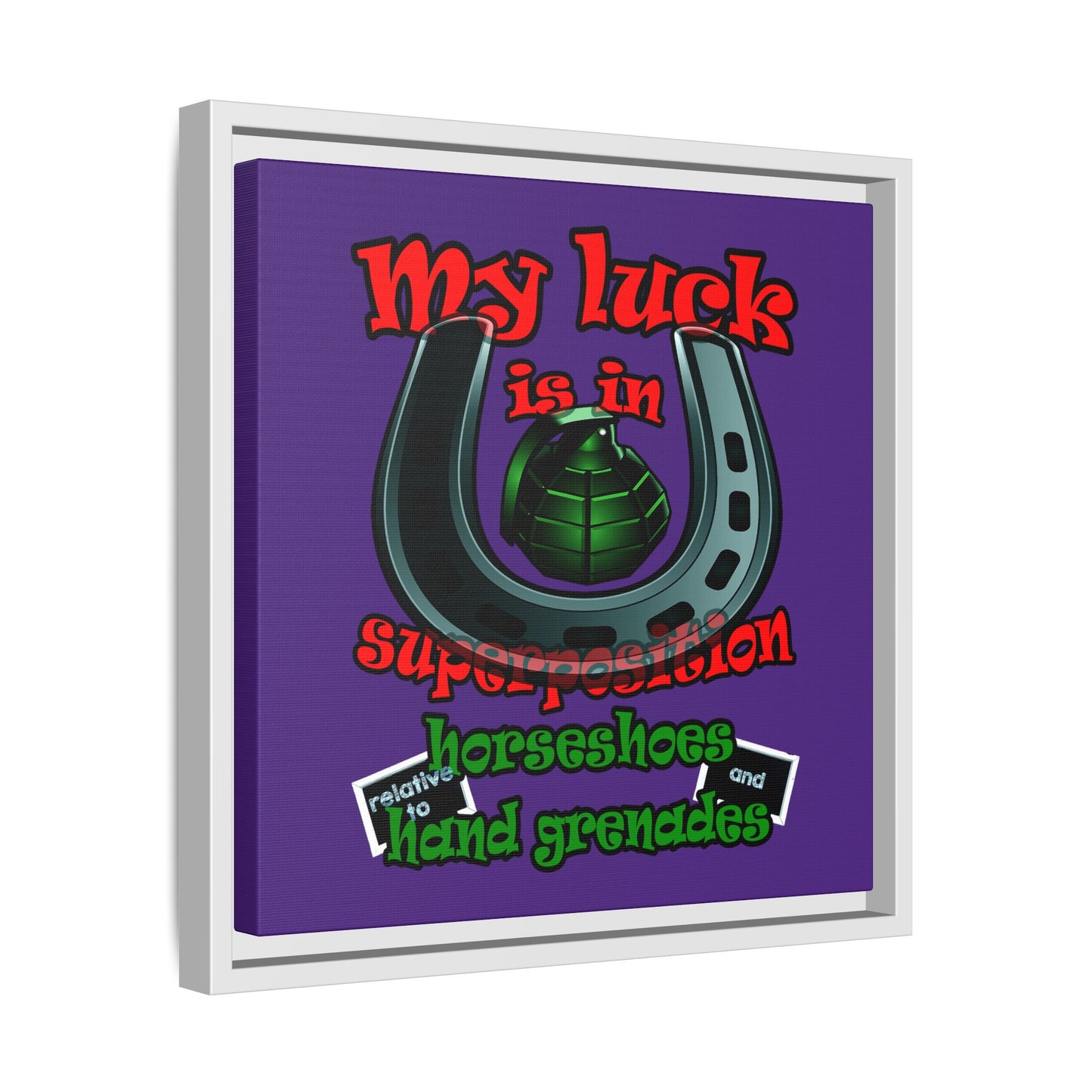 my luck - framed canvas art (purple)