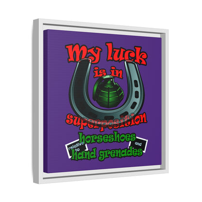 my luck - framed canvas art (purple)