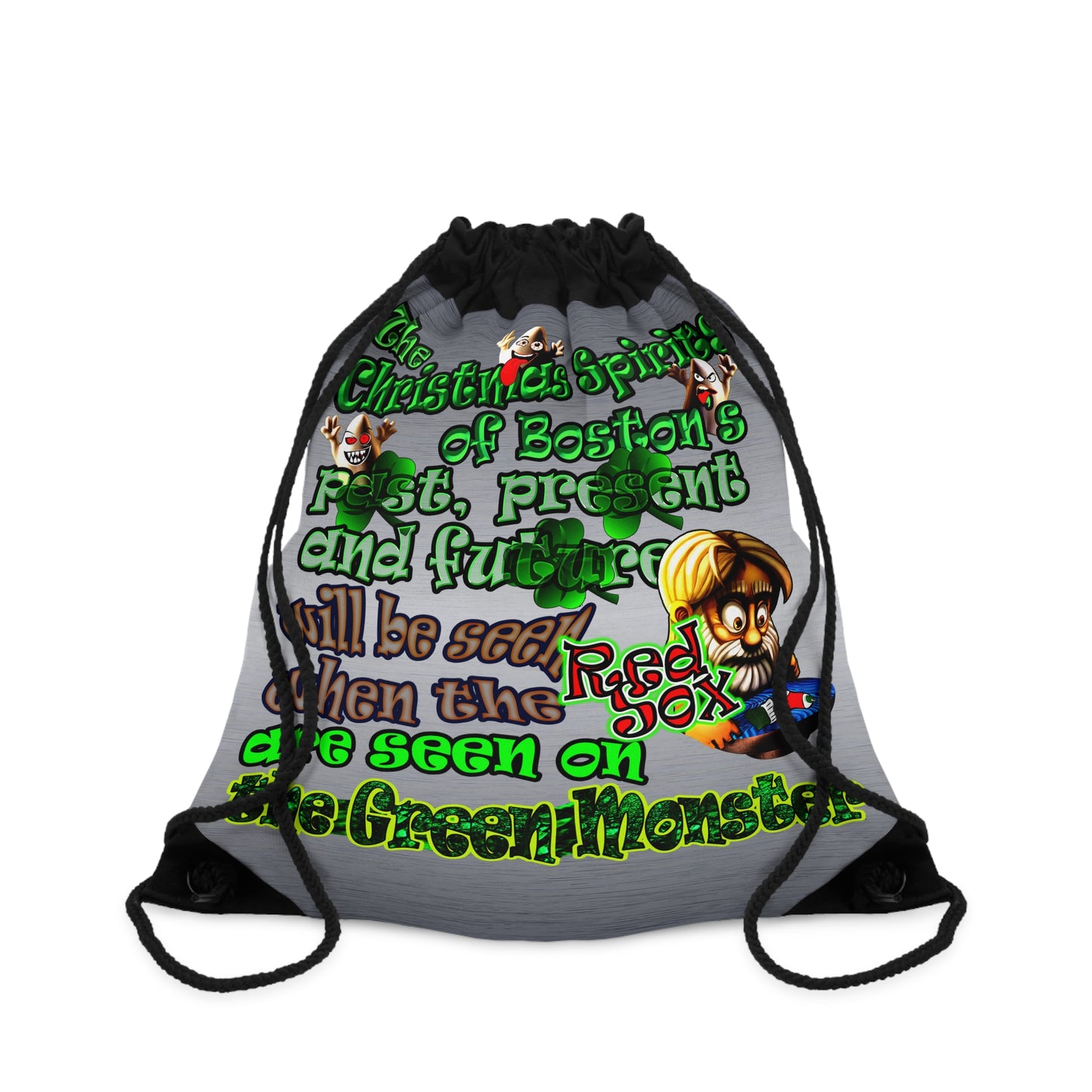 christmas spirits of boston - Drawstring Bag (brushed nickel)