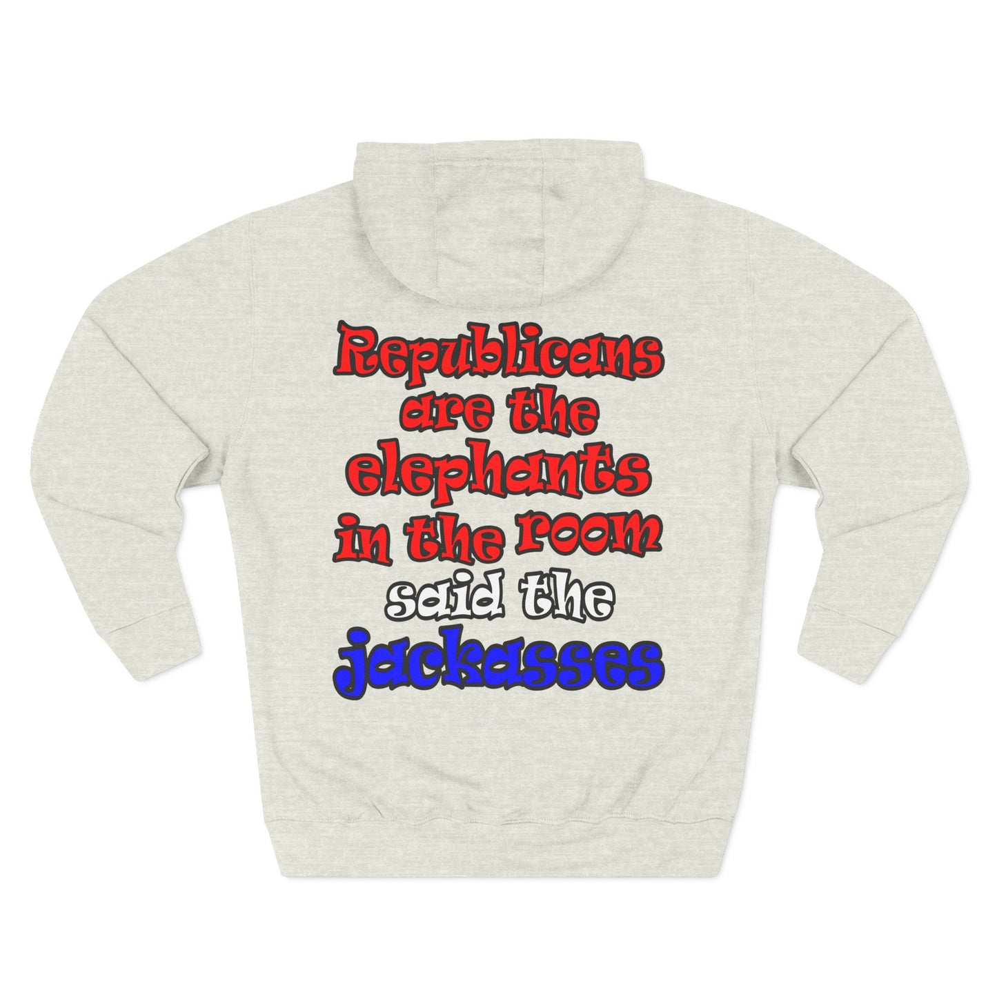 donkeys and elephants - Three-Panel Fleece Hoodie