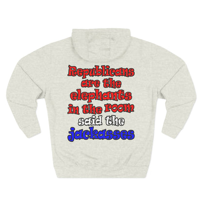 donkeys and elephants - Three-Panel Fleece Hoodie