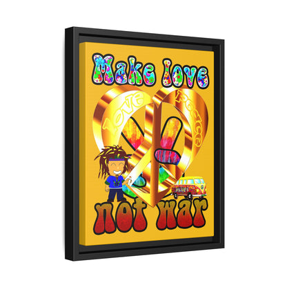 love peace - framed canvas art (yellow)