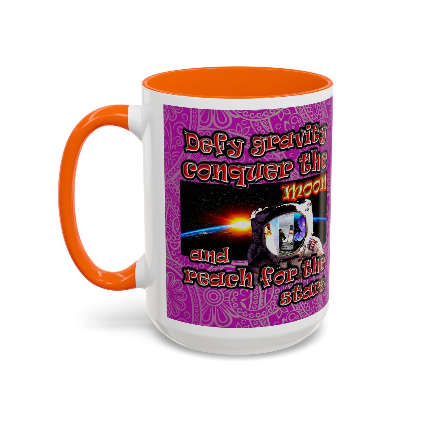 defy conquer reach - Accent Mug (pink swirl)