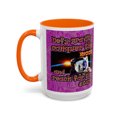 defy conquer reach - Accent Mug (pink swirl)