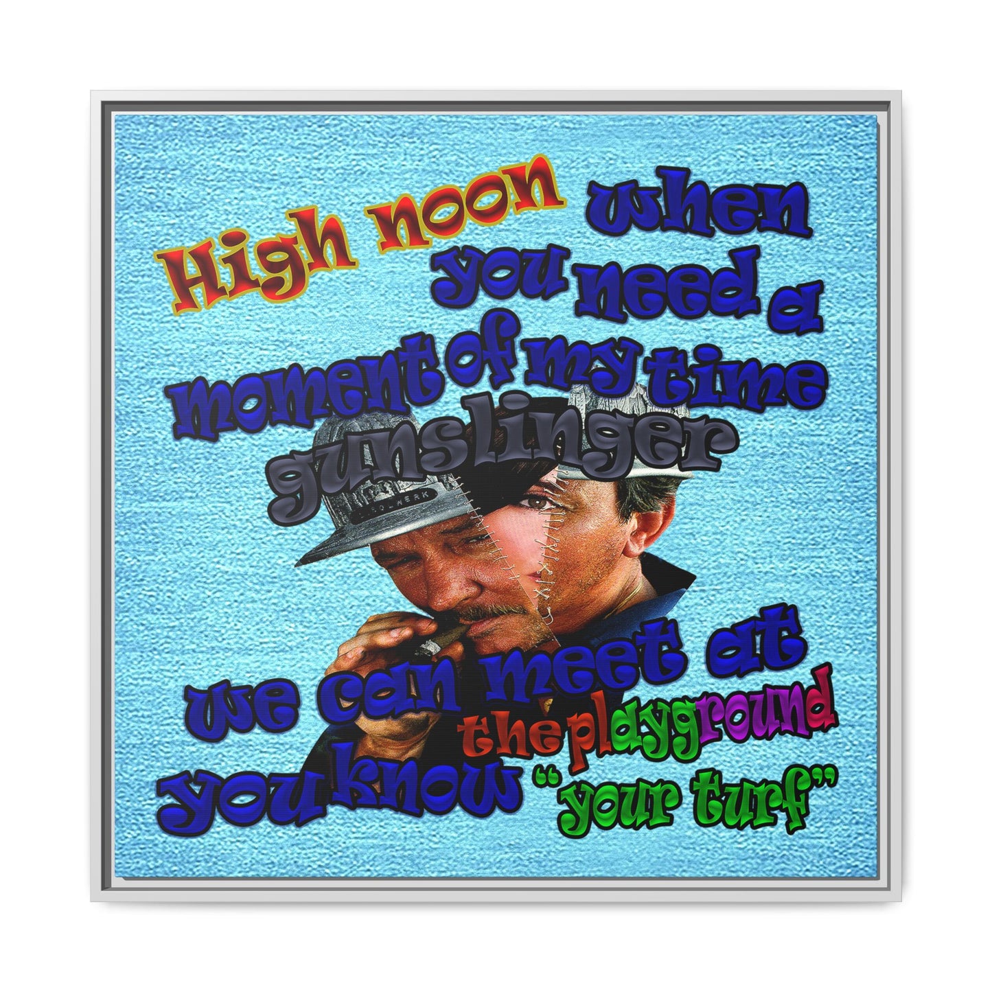 high noon - framed canvas art (faded blue)