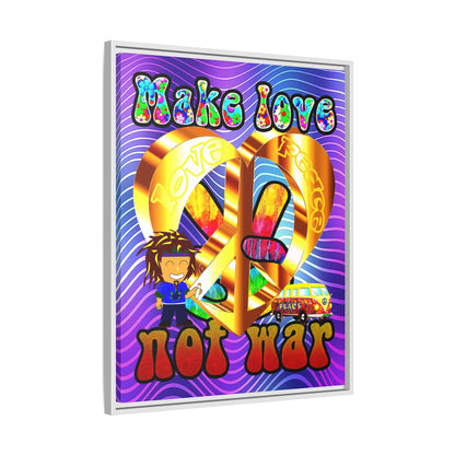 love peace - framed canvas art (purple wave)