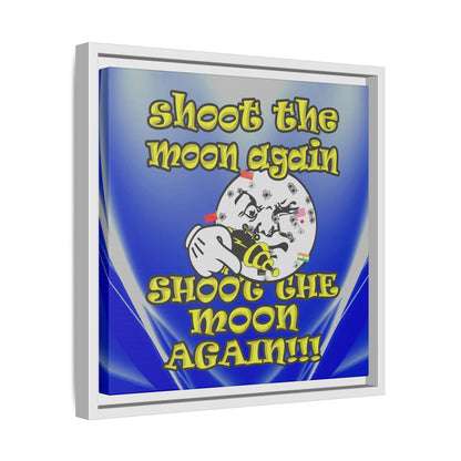 shoot the moon again - framed canvas art (blue-white wave)