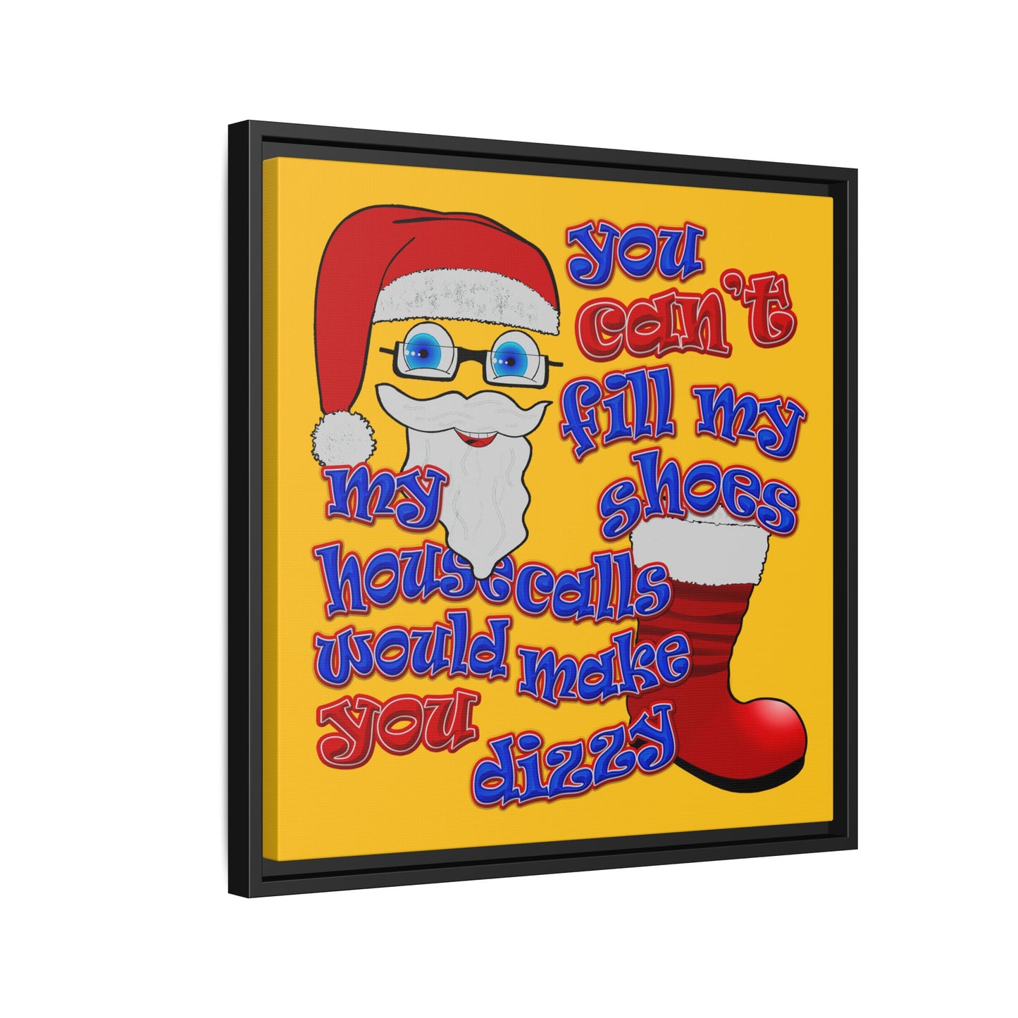 santa's shoes - framed canvas art (yellow)