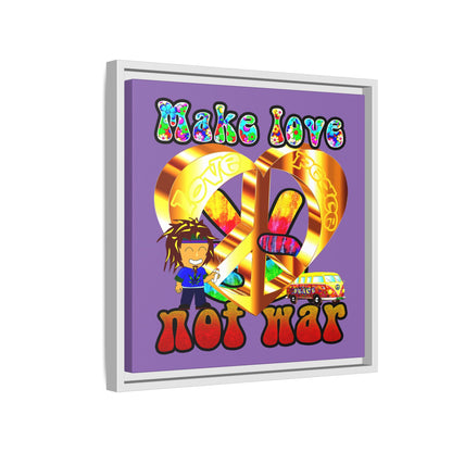 love peace - framed canvas art (light purple)