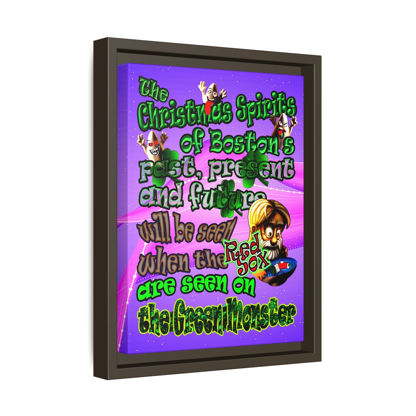 christmas spirits of boston - framed canvas art (purple-pink wave)