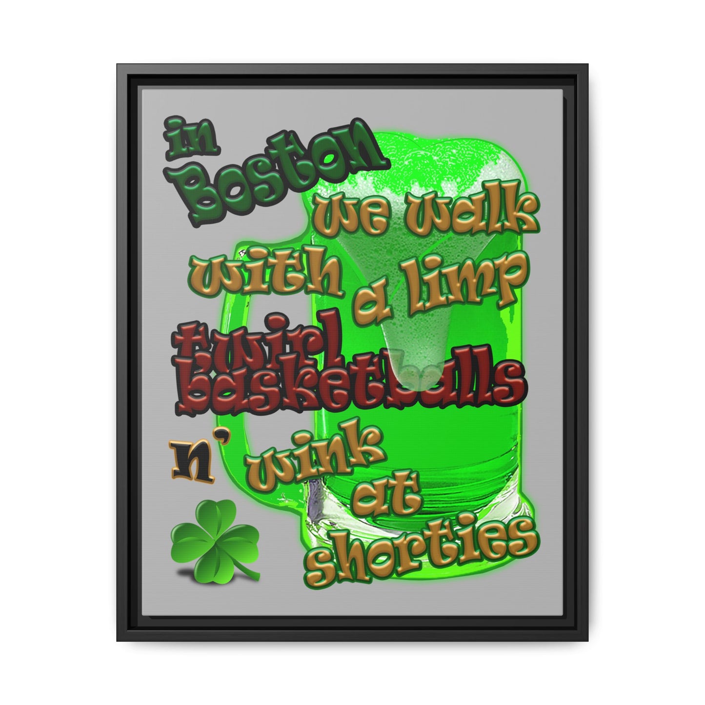 celtics logo - framed canvas art (light grey)