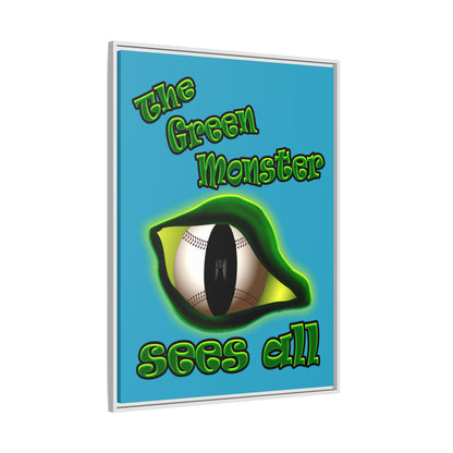 green monster - framed canvas art (turquoise)