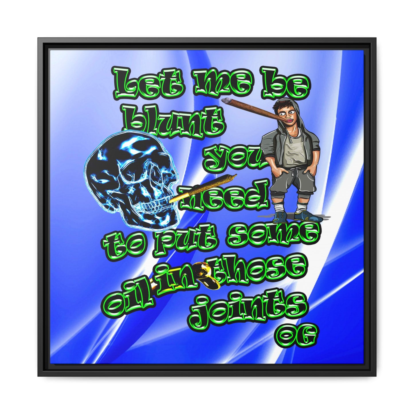 og - framed canvas art (blue-white wave)