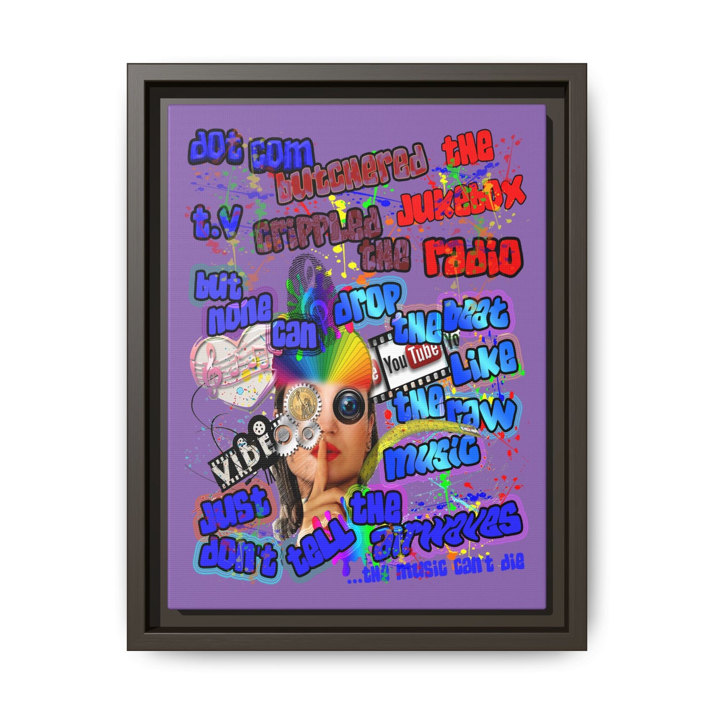 drop the beat - framed canvas art (light purple)