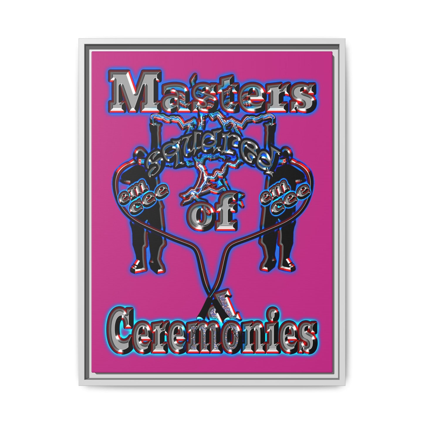 em cee squared - framed canvas art (pink)