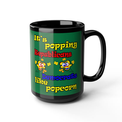 popping like popcorn - Black Mug (dark green)