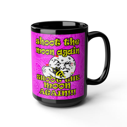 shoot the moon again - Black Mug (pink swirl)