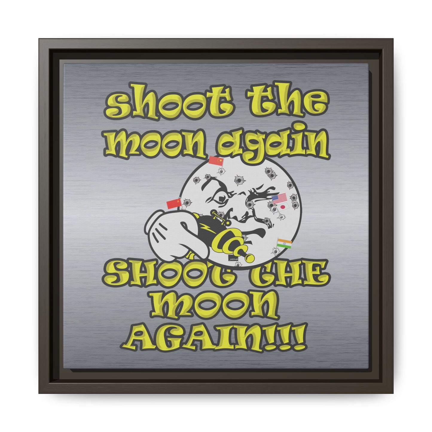 shoot the moon again - framed canvas art (brushed nickel)
