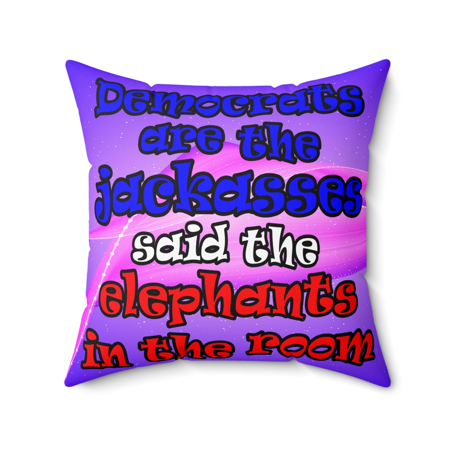 donkeys and elephants - Spun Polyester Square Pillow - (purple-pink wave)