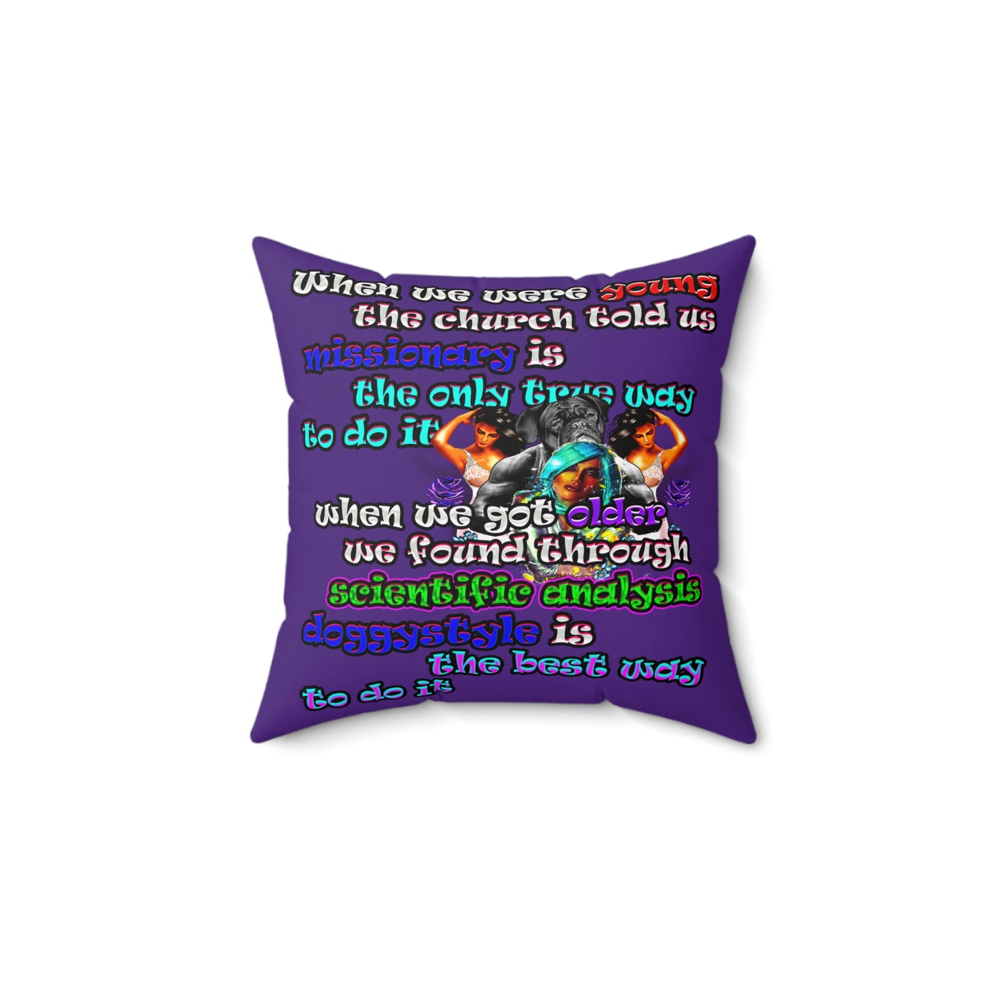 doggystyle - Spun Polyester Square Pillow - (purple)
