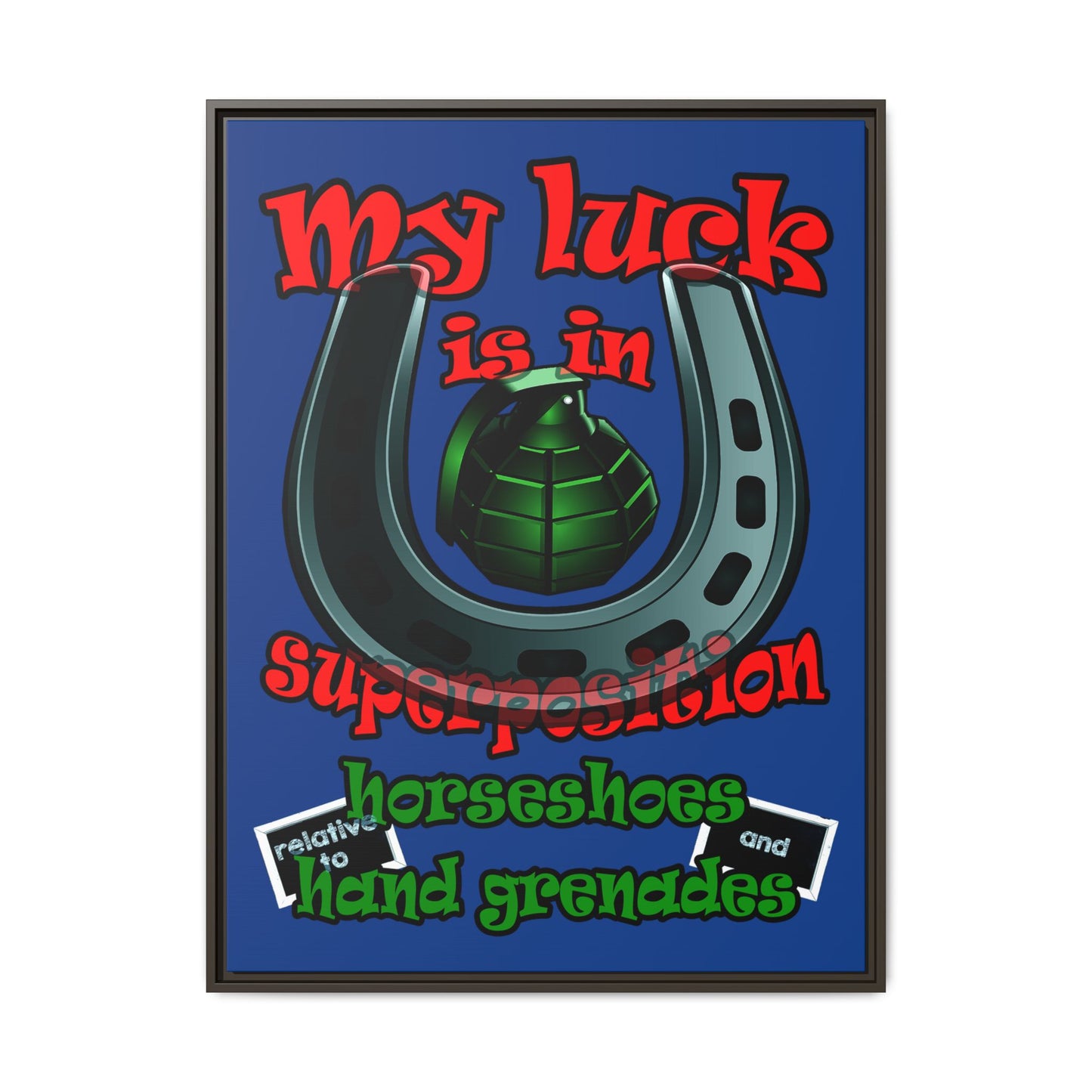my luck - framed canvas art (dark blue)
