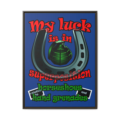 my luck - framed canvas art (dark blue)