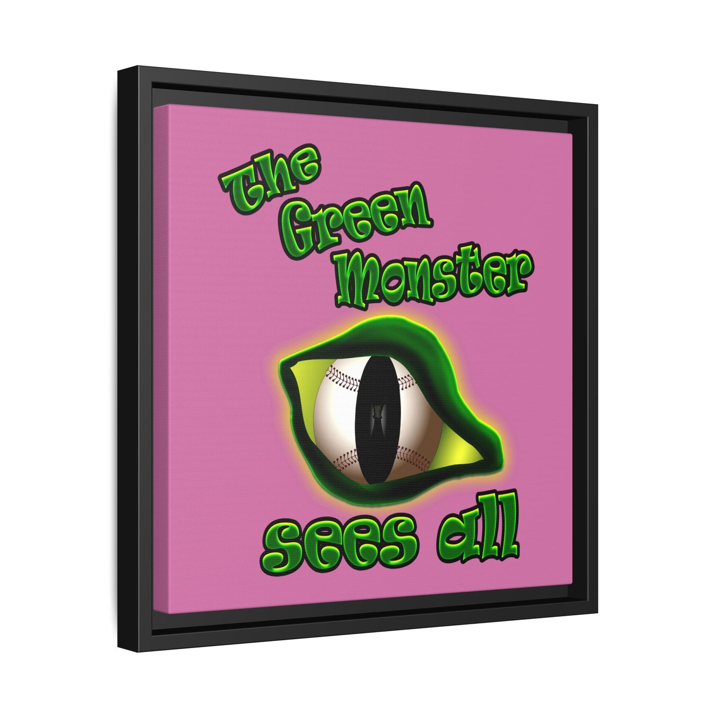 green monster - framed canvas art (light pink)
