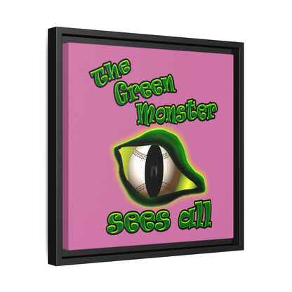green monster - framed canvas art (light pink)