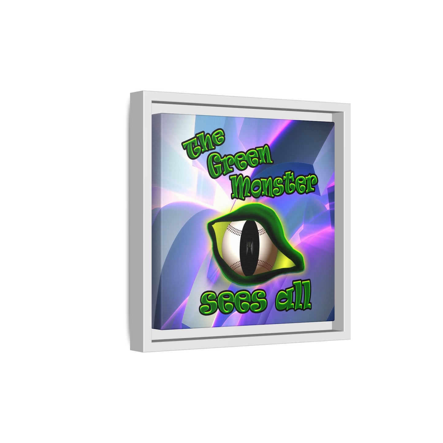green monster - framed canvas art (grey-pink wave)