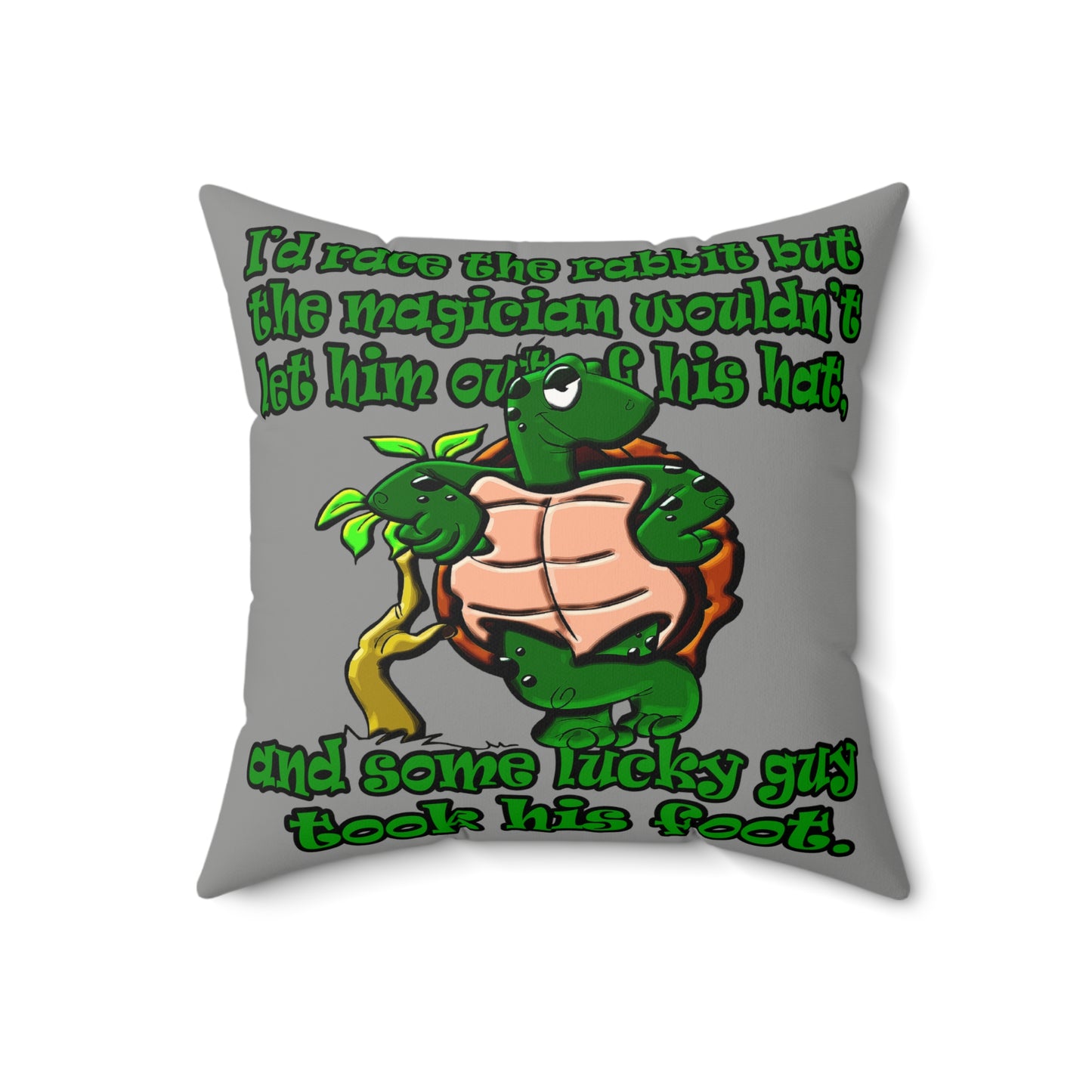 turtle race - Faux Suede Square Pillow - (grey)