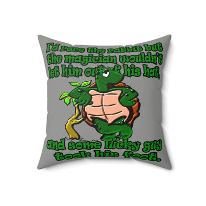 turtle race - Faux Suede Square Pillow - (grey)