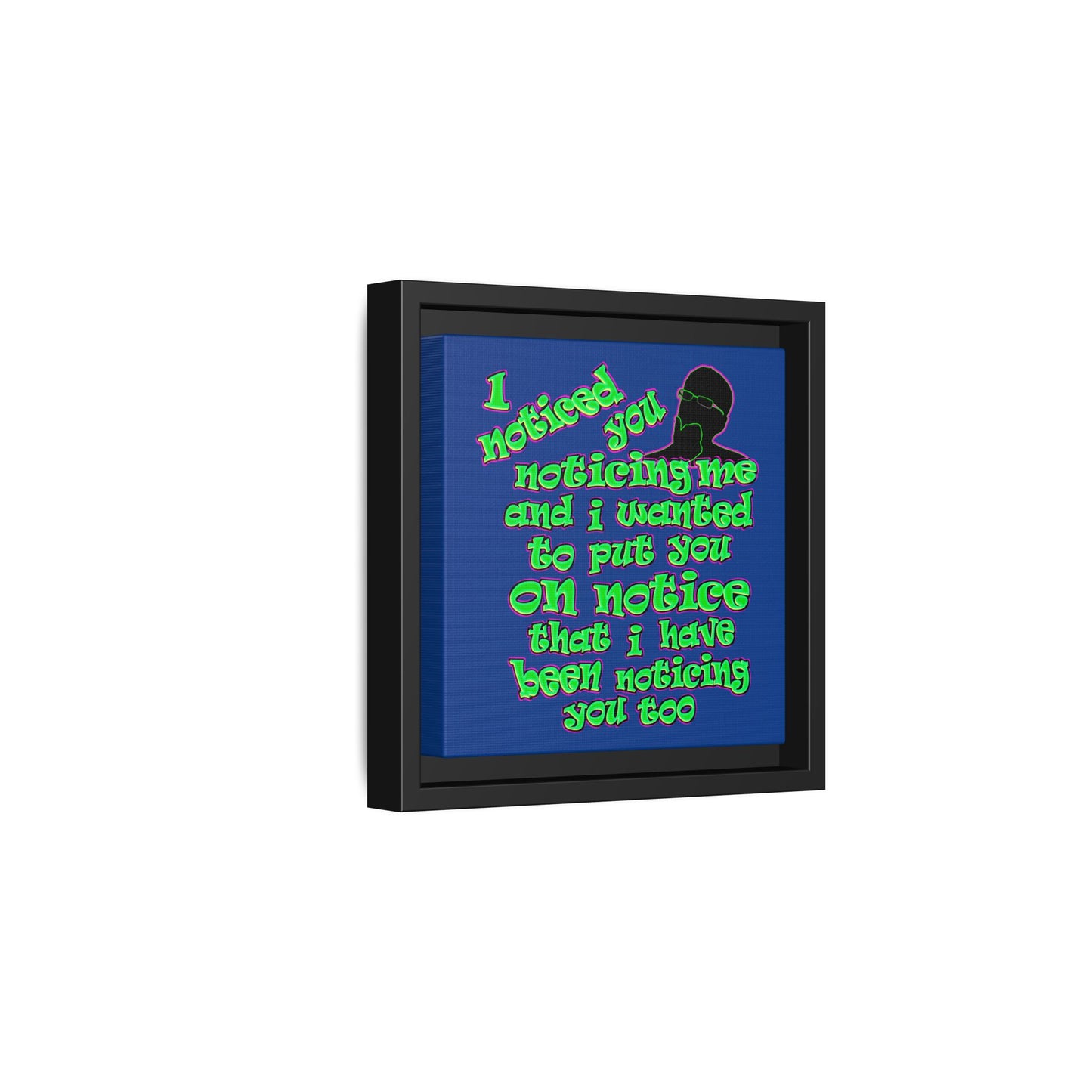 noticed you noticing - framed canvas art (dark blue)