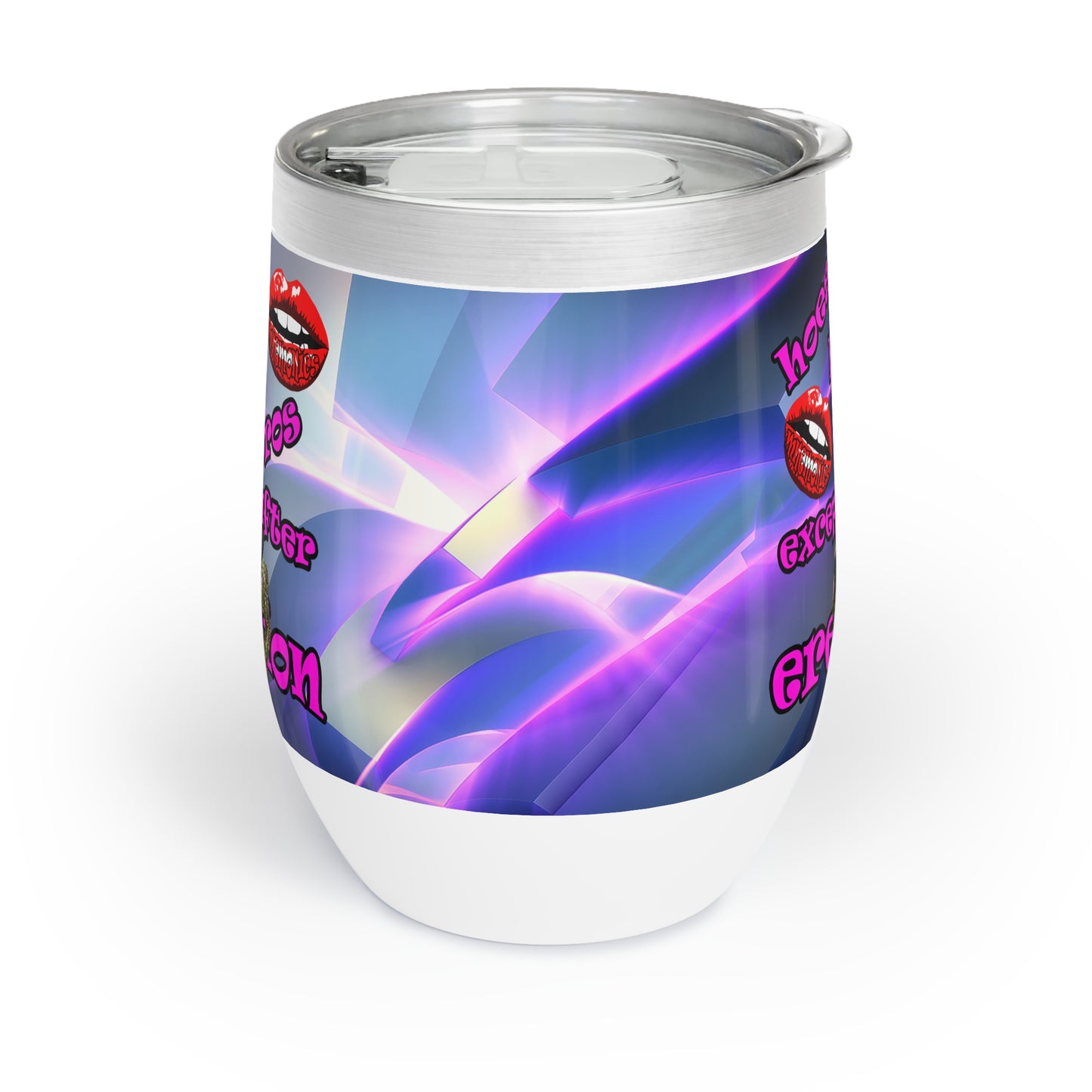 hoes b4 bros - Chill Wine Tumbler (grey-pink wave)