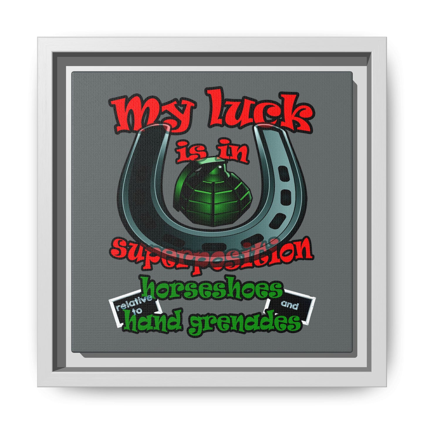 my luck - framed canvas art (dark grey)