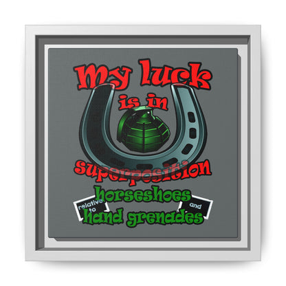 my luck - framed canvas art (dark grey)
