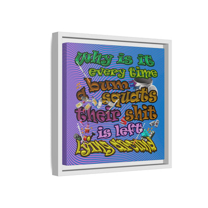 the bum's shit - framed canvas art (light blue-purple wave)