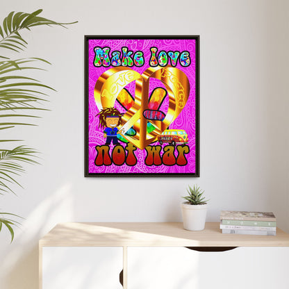 love peace - framed canvas art (pink swirl)