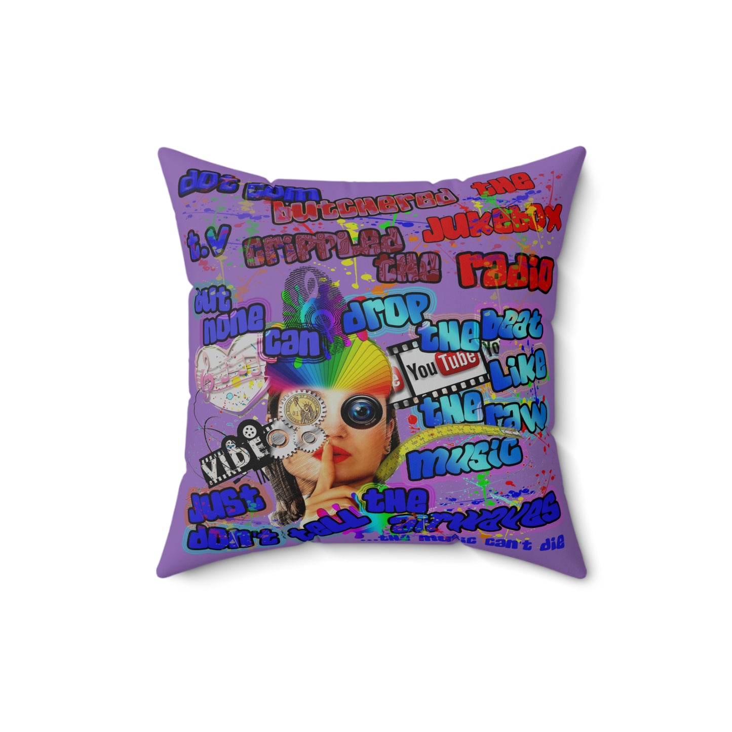 drop the beat - Spun Polyester Square Pillow - (light purple)
