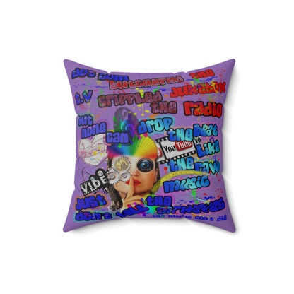 drop the beat - Spun Polyester Square Pillow - (light purple)